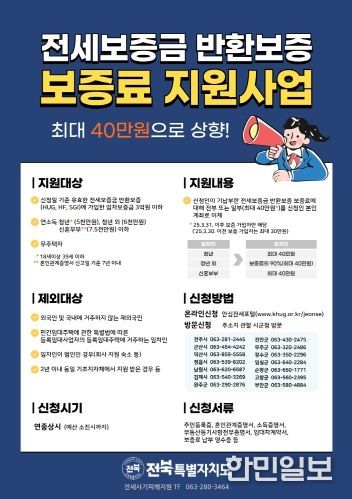 ‘전세보증금 반환보증 보증료 지원사업’ 포스터
