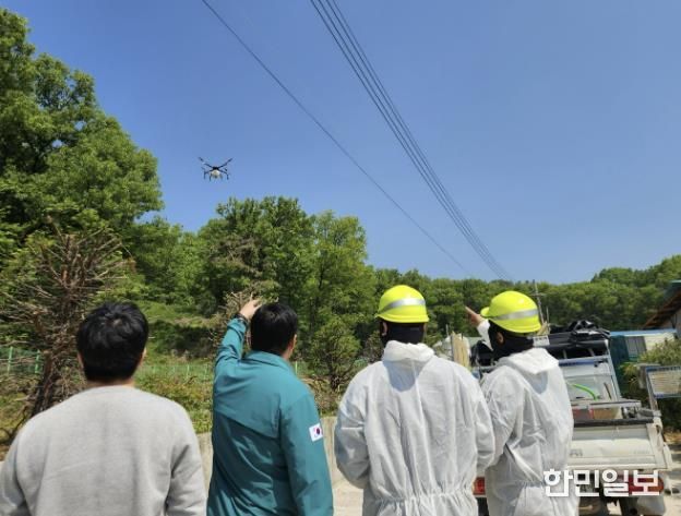 안성시, 아프리카돼지열병 차단을 위한 멧돼지 기피제 드론 살포