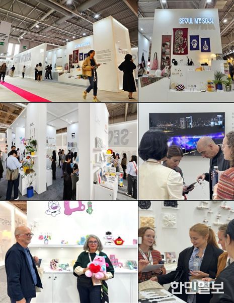 서울관 전경 및 20개사 디자인상품, 해치 굿즈를 보고 있는 바이어들