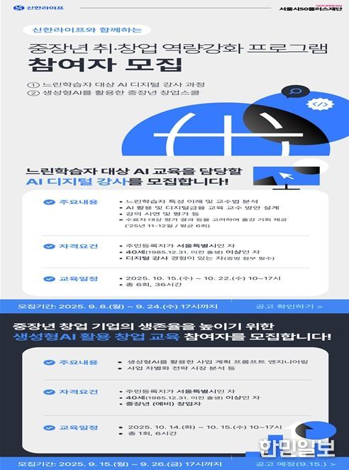 중장년 취·창업 역량강화교육 참여자 모집 포스터