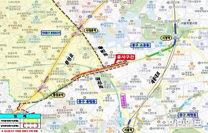 서소문고가 철거 공사 위치도