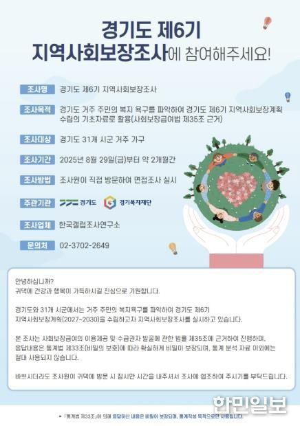 '제6기 경기도 지역사회보장조사' 안내문