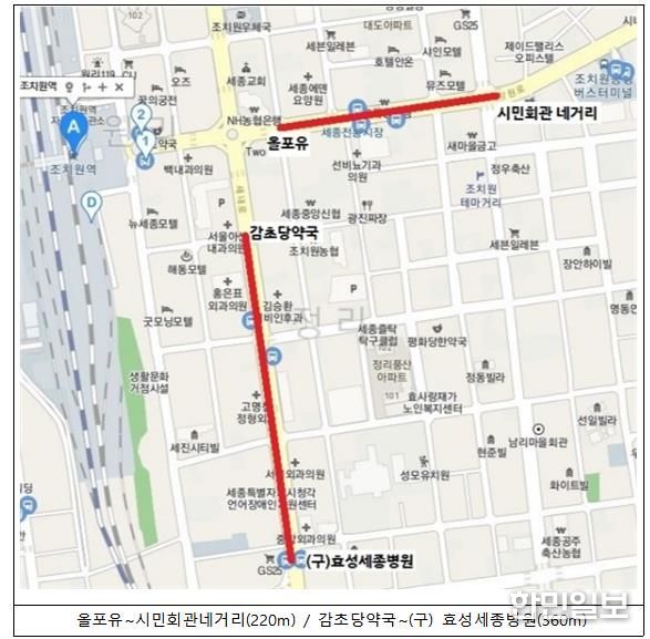 추석 명절 세종전통시장 주변유예구간(2개소)