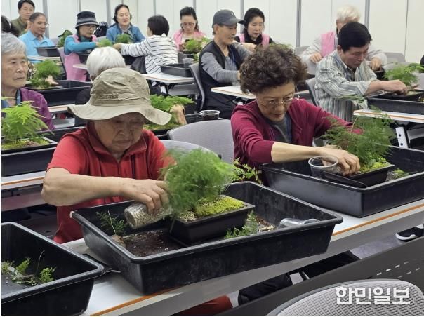 도봉1동 주민들이 ‘나만의 미니정원’ 만들기에 열중이다.