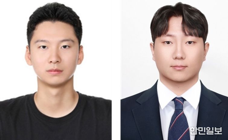 경상국립대학교(GNU) 공과대학 나노신소재융합공학과 석사과정 강호성 씨와 기계항공우주공학부 석사과정 최현민 씨(왼쪽부터).