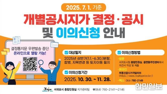 '2025년 7월 1일 기준 개별공시지가 결정 · 공시' 안내문