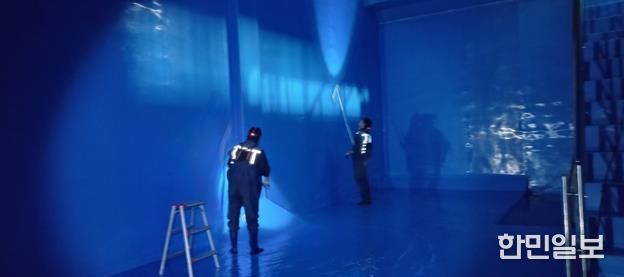 웅천 배수지 물탱크 청소 모습