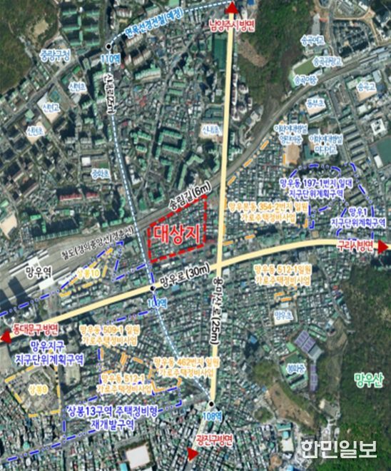 위치도(중랑구 신내1동 493-13번지 일대 모아타운)
