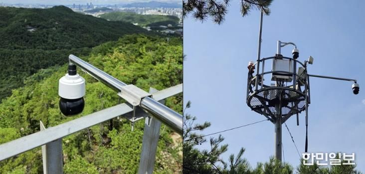 관악산 장군봉과 모자봉에 설치된 CCTV(통신중계기)