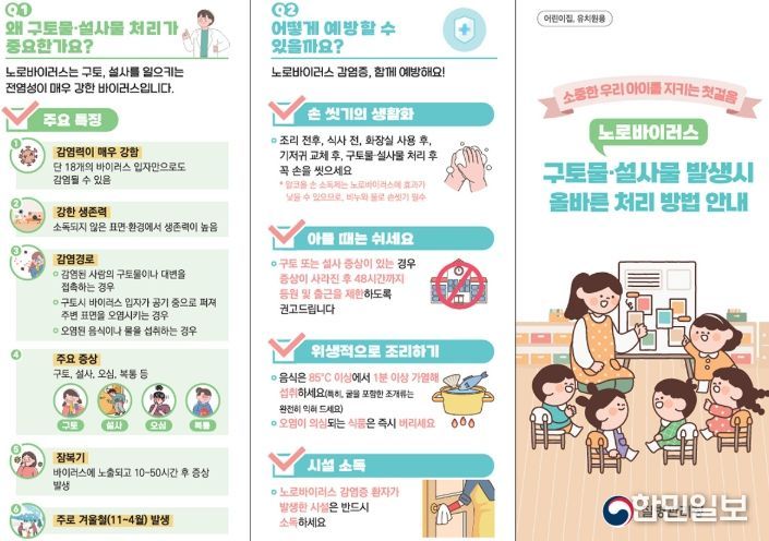 ‘노로바이러스 구토물·설사물 발생 시 올바른 처리 방법 안내’ 리플릿