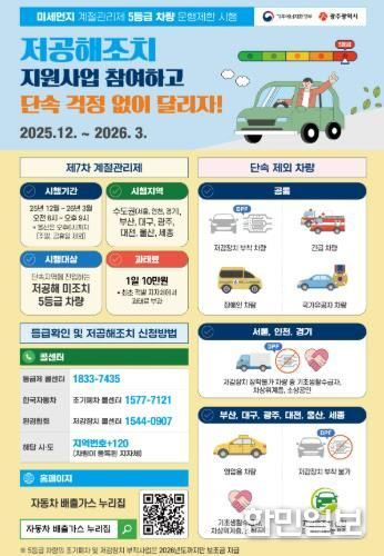 광주광역시, 12월부터 배출가스 5등급 차량 운행제한