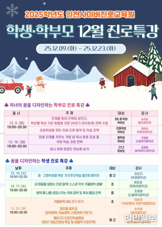 12월 학생・학부모 진로 특강 운영