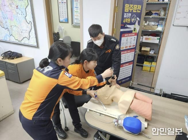 홍성소방서, 구급전문교육 기도삽관 실습 실시