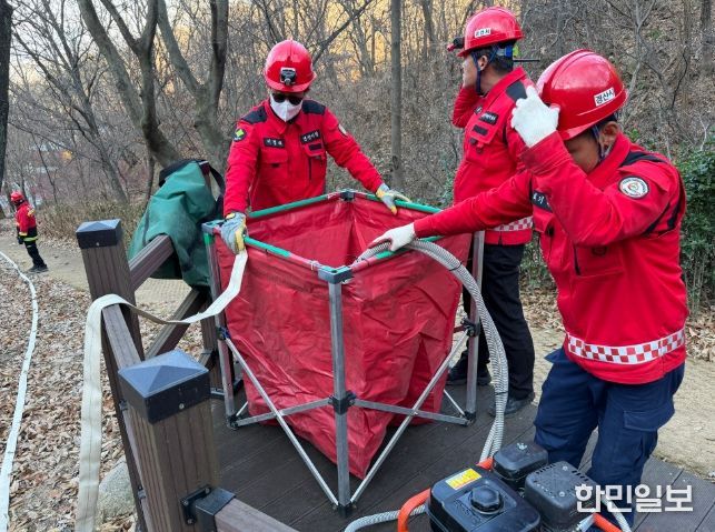 『경산시, 겨울철 산불 대비 산불 진화 기계화 훈련』실시