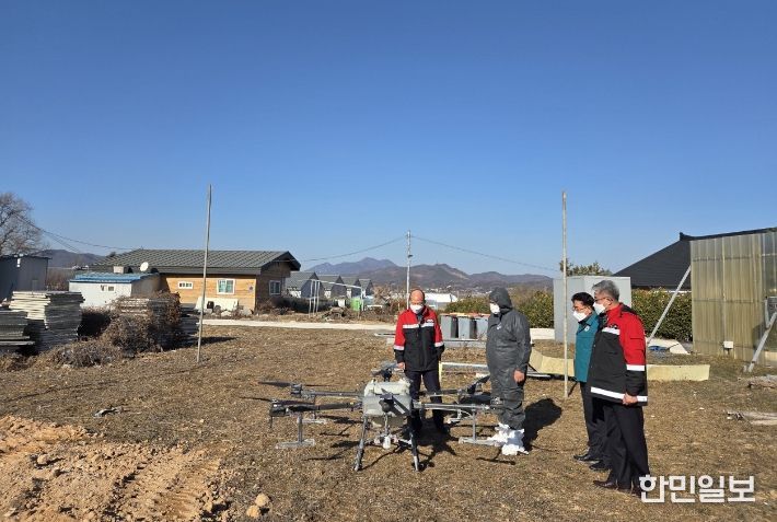 김진석 부시장, AI발생농장 드론방제 현장 방문