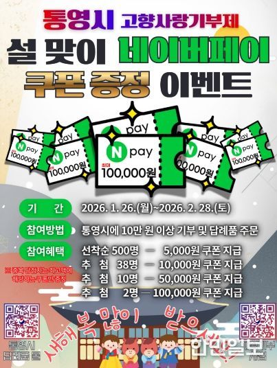 통영시, 설 맞이 고향사랑기부제 이벤트 추진