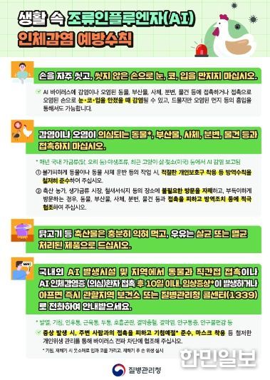 생활 속 조류인플루엔자(AI) 인체감염 예방수칙 포스터