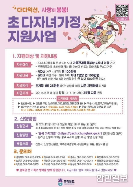 충주시,‘초(超)다자녀가정 지원사업’4자녀 가구까지 확대