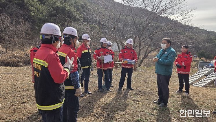 영농부산물 파쇄단 현지점검 산불진화대원 격려