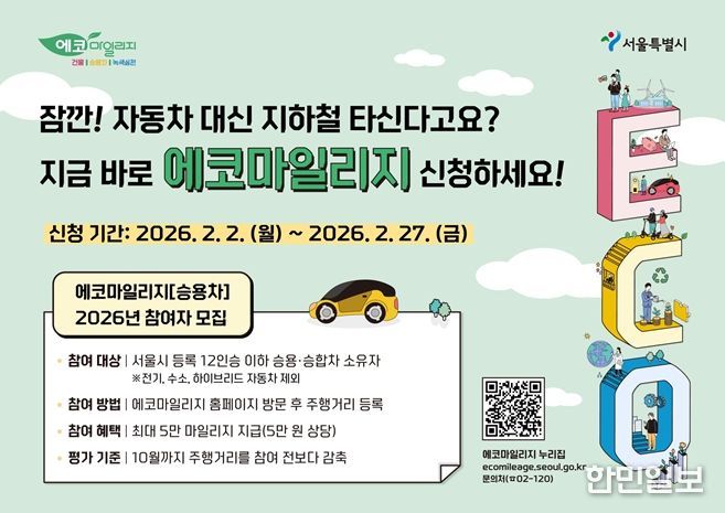 에코마일리지(승용차) 2026년 참여자 모집 포스터