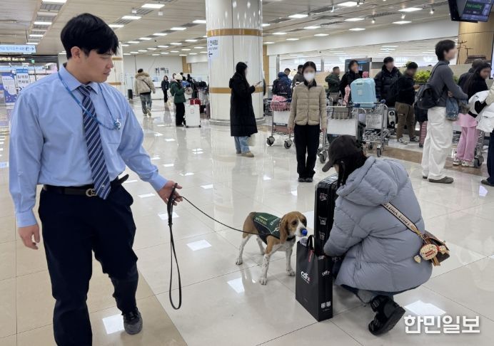 탐지견의 수하물 검색
