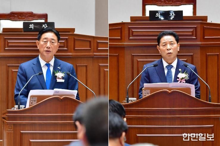 좌측부터 김한종 장성군수, 심민섭 장성군의회 의장.