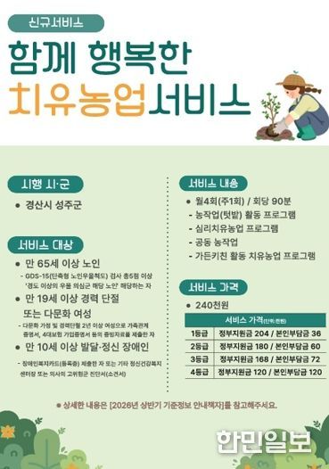 경북도, 복지와 농업 접목 통해 치유 돌봄 강화