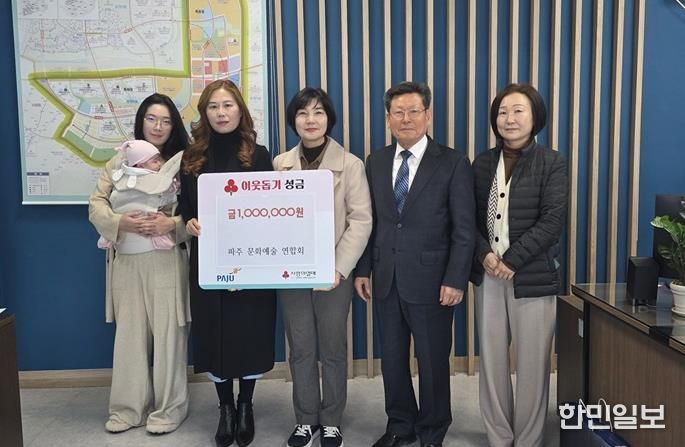 파주시 운정6동, 파주문화예술연합회로부터 성금 100만 원 전달받아