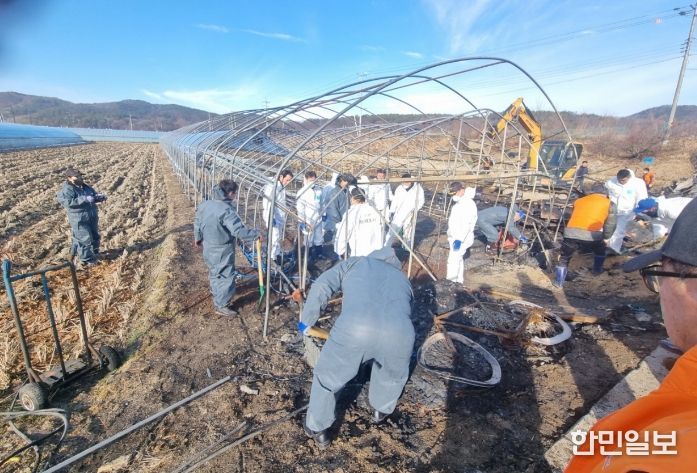 대전 서구 용촌동 247-4번지 비닐하우스 화재 복구 현장
