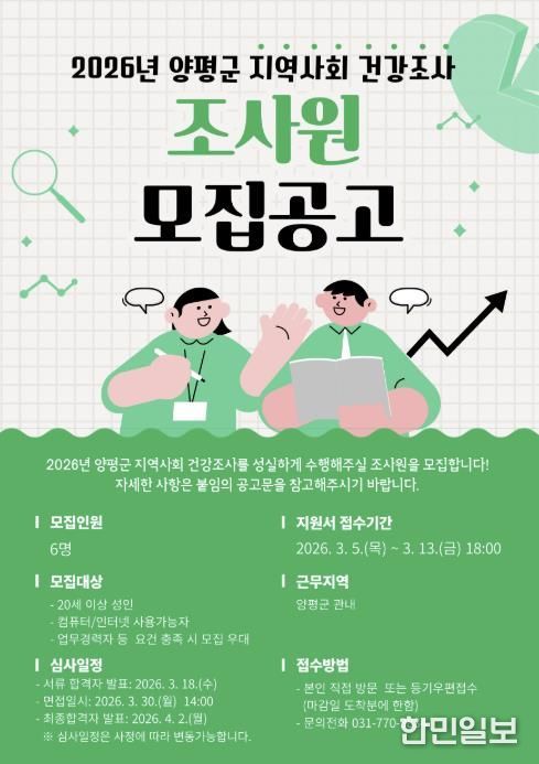 지역사회 건강조사 조사원 모집 포스터