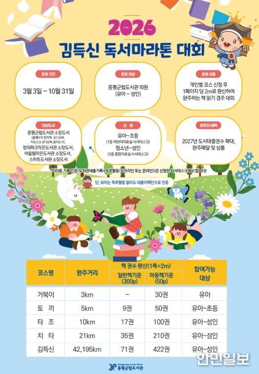 증평군립도서관, ‘김득신 독서마라톤’ 대회