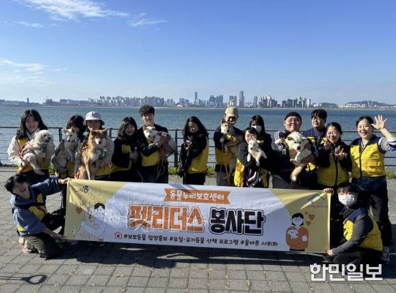 2025년 시범사업으로 추진한 ‘펫리더스 봉사단’이 한울공원 일대에서 반려동물과 산책하며 쓰레기를 줍는 플로깅(Plogging) 봉사 활동을 진행하고 있다