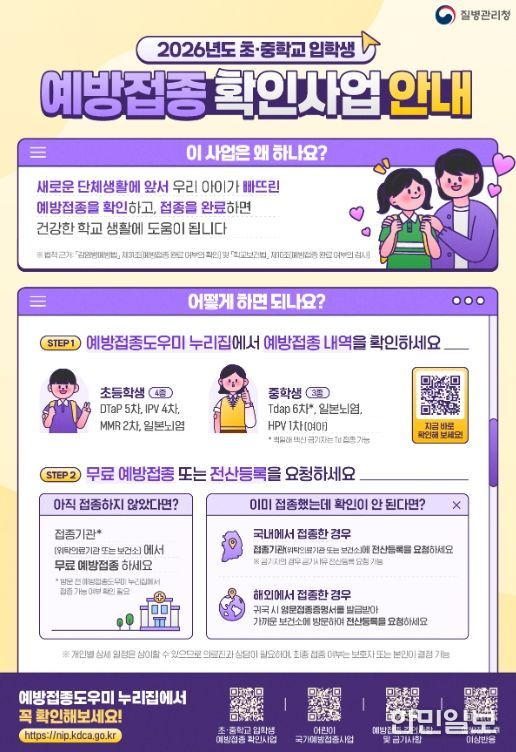 익산시, 초·중 입학생 예방접종 확인